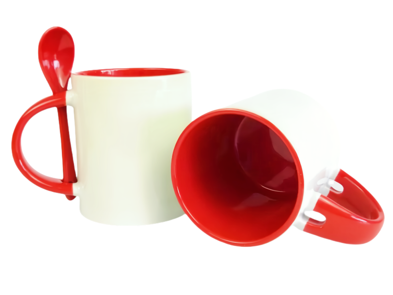 Color 11oz sublimation spoon mug-red