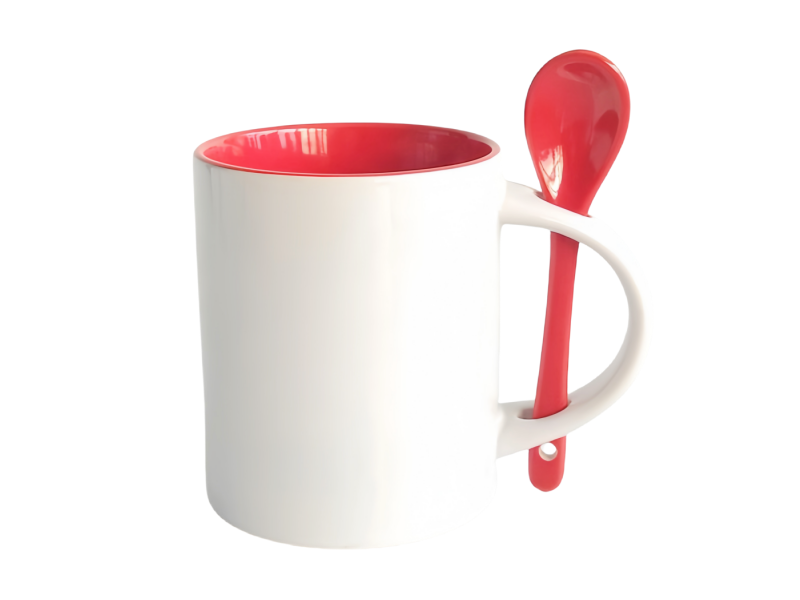 Inner color sublimation spoon mug-red