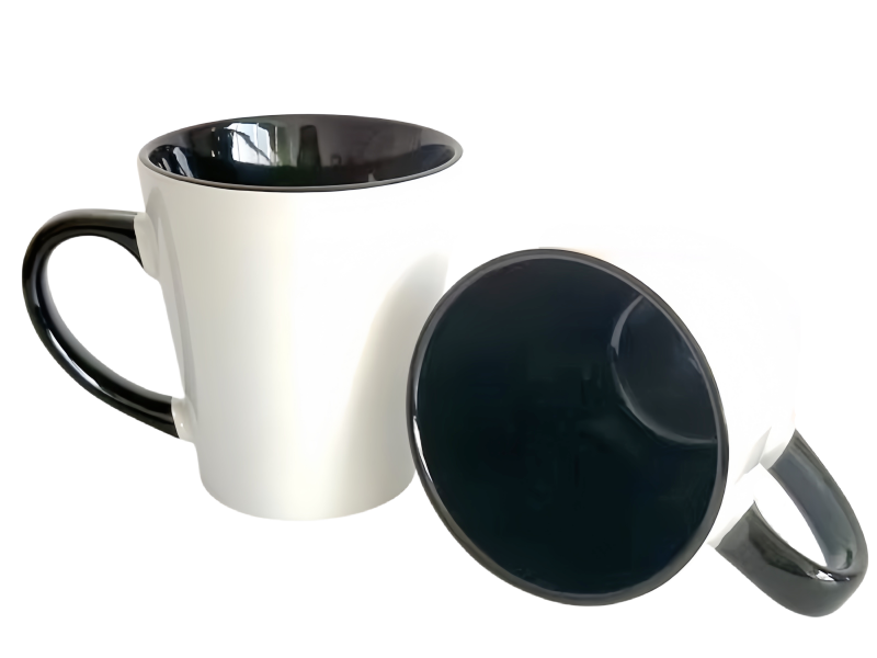 Sublimation 12oz latte inner handle color mug-black