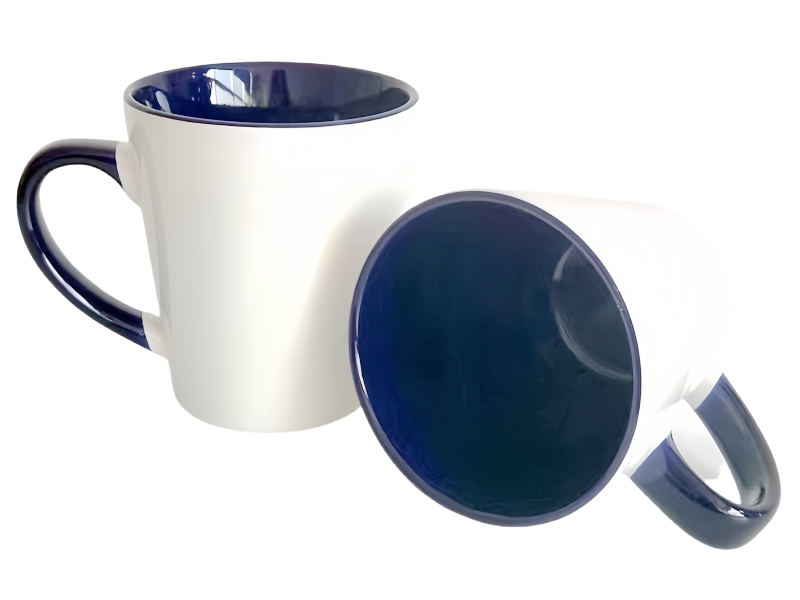 Sublimation 12oz latte inner handle color mug-dark blue