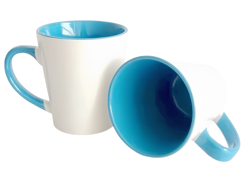 Sublimation 12oz latte inner handle color mug-sky blue