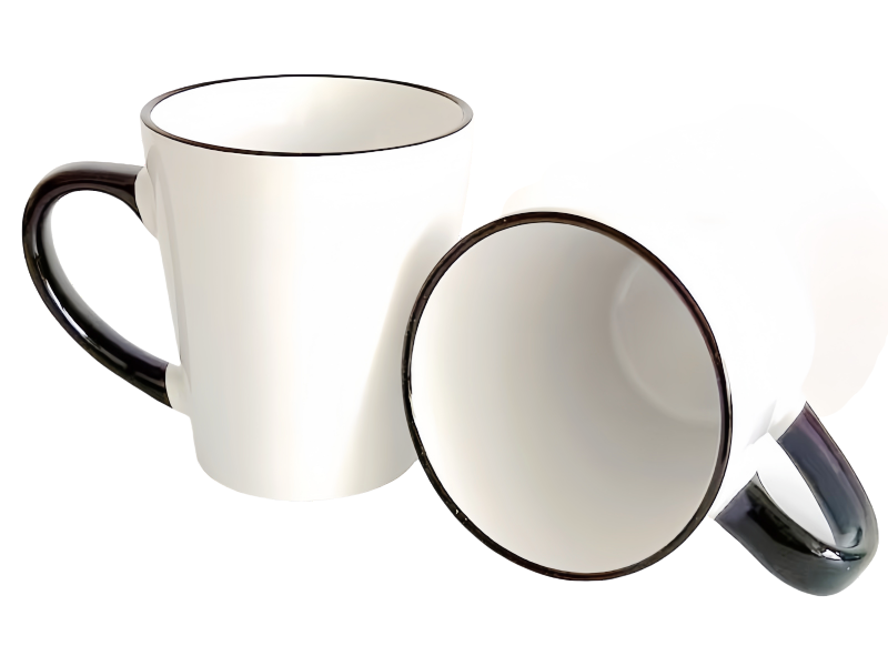 Sublimation 12oz latte rim handle mug-black