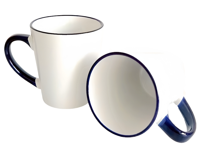 Sublimation 12oz latte rim handle mug-dark blue