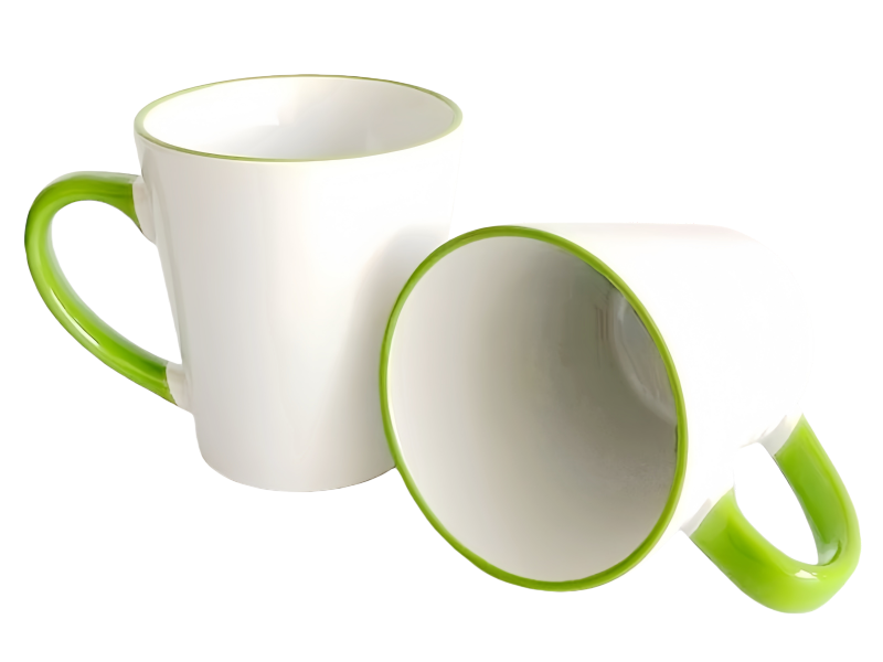 Sublimation 12oz latte rim handle mug-light green