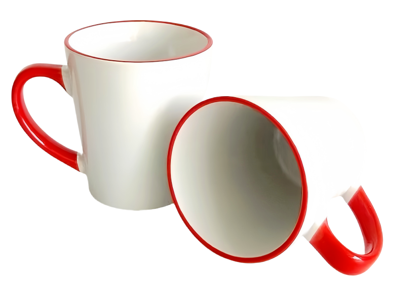 Sublimation 12oz latte rim handle mug-red