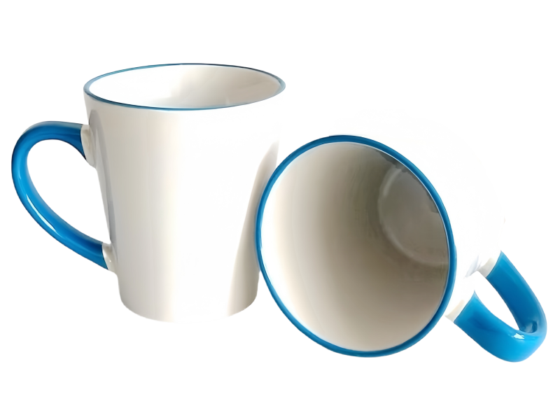 Sublimation 12oz latte rim handle mug-sky blue