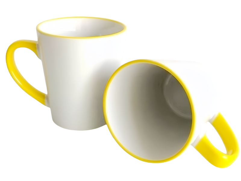 Sublimation 12oz latte rim handle mug-yellow