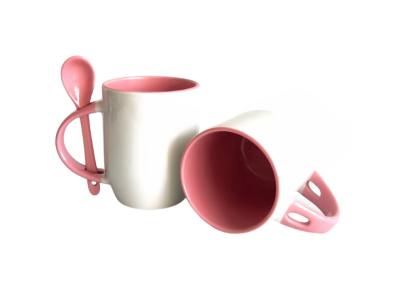 Color 12oz sublimation spoon mug-pink