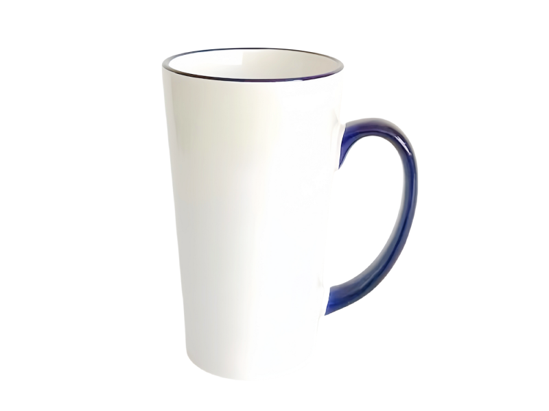 Sublimation 17oz latte rim handle color mug-dark blue