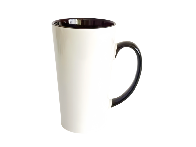 Sublimation 17oz latte inner handle color mug-black