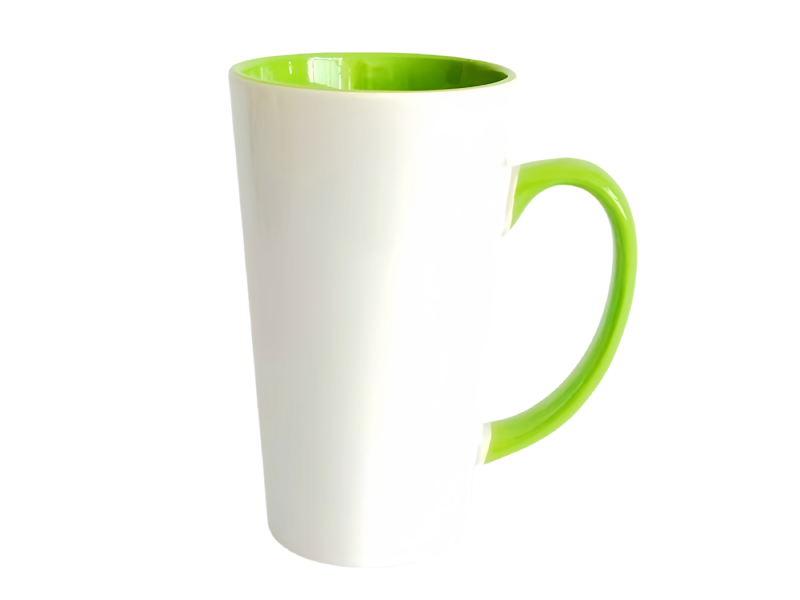 Sublimation 17oz latte inner handle color mug-green