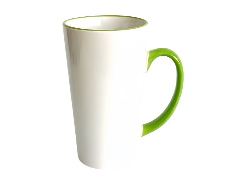 Sublimation 17oz latte rim handle color mug-green