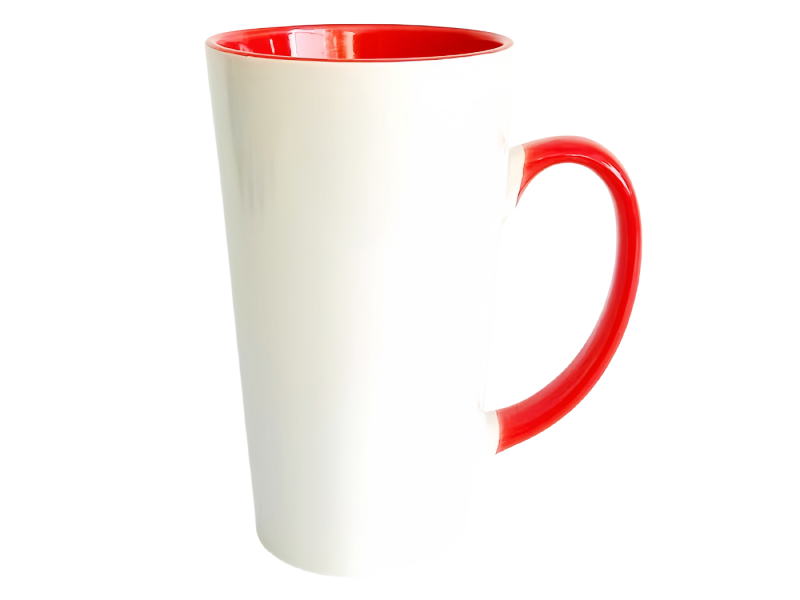 Sublimation 17oz latte inner handle color mug-red