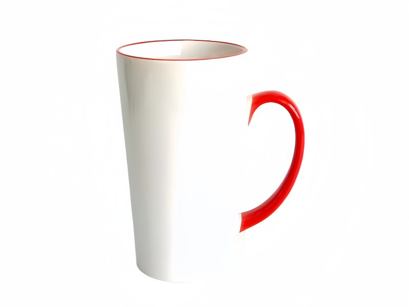 Sublimation 17oz latte rim handle color mug-red