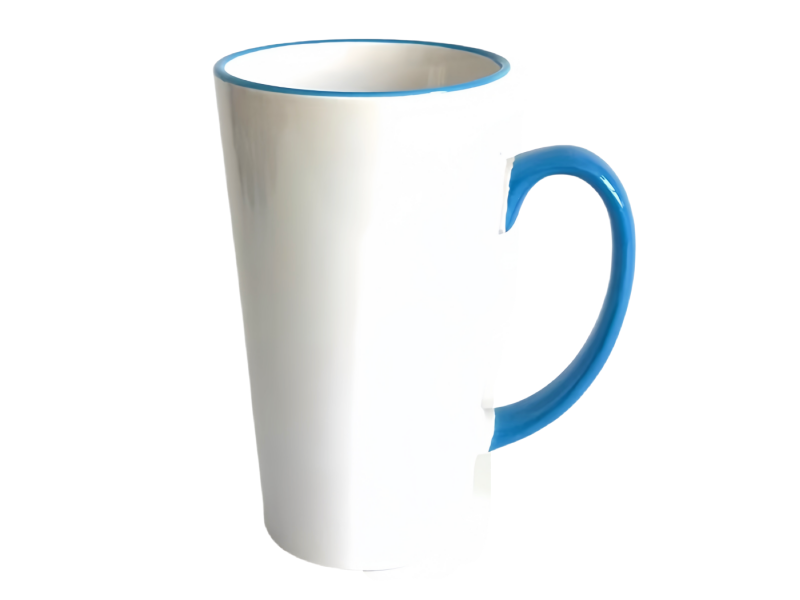 Sublimation 17oz latte rim and handle color mug-blue