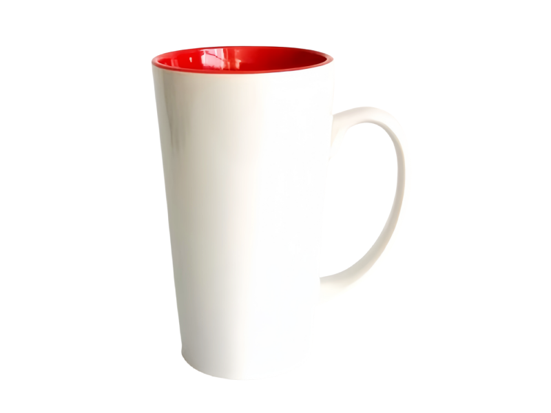 Sublimation 17oz latte two tone ceramic mug-red