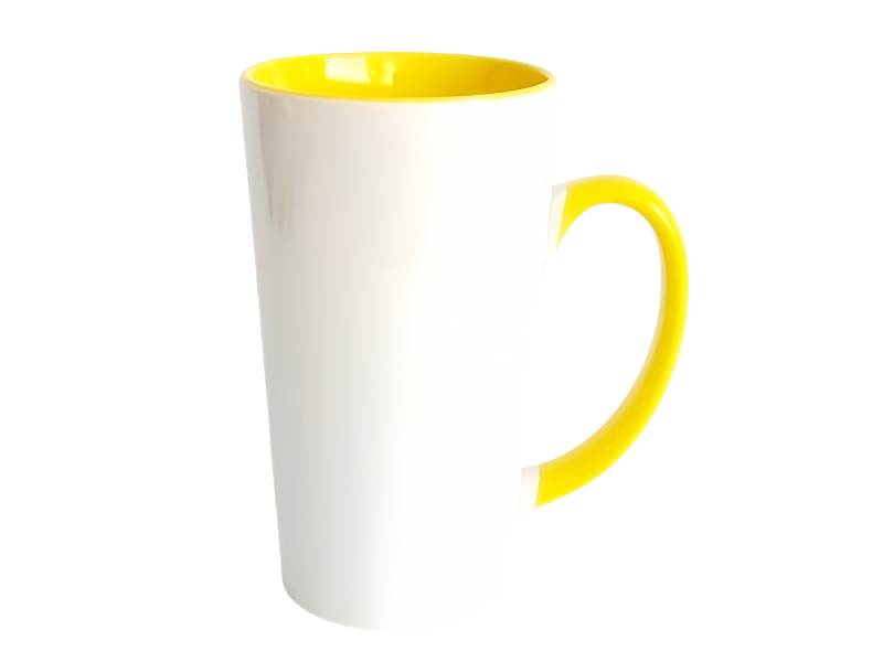 Sublimation 17oz latte inner handle color mug-yellow