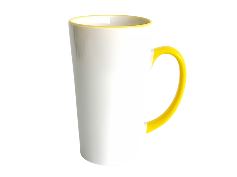 Sublimation 17oz latte handle color mug-yellow