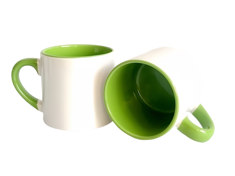 Sublimation 6oz inner handle color mug-light green