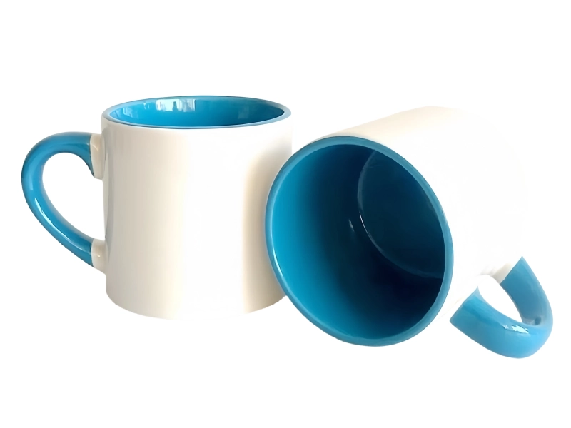 Sublimation 6oz inner handle color mug-blue