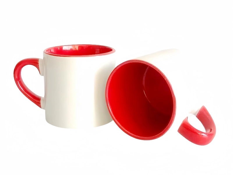 Sublimation 6oz inner handle color mug-red