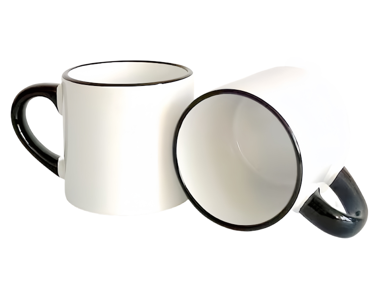 Sublimation 6oz rim handle color mug-black