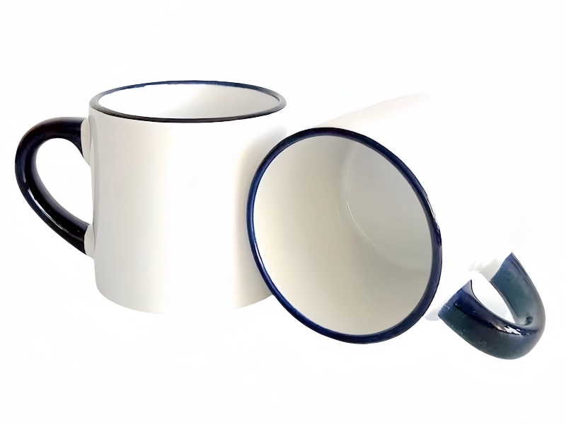 Sublimation 6oz rim handle color mug-dark blue