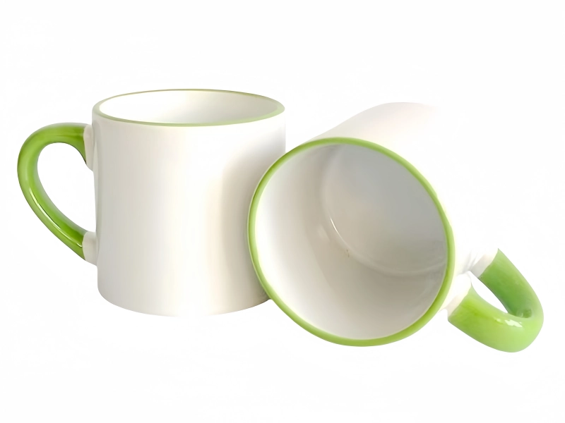 Sublimation 6oz rim handle color mug-light green