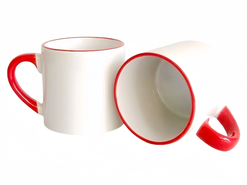 Sublimation 6oz rim handle color mug-red