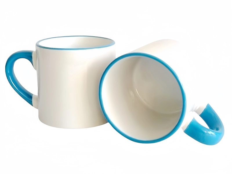 Sublimation 6oz rim handle color mug-light blue