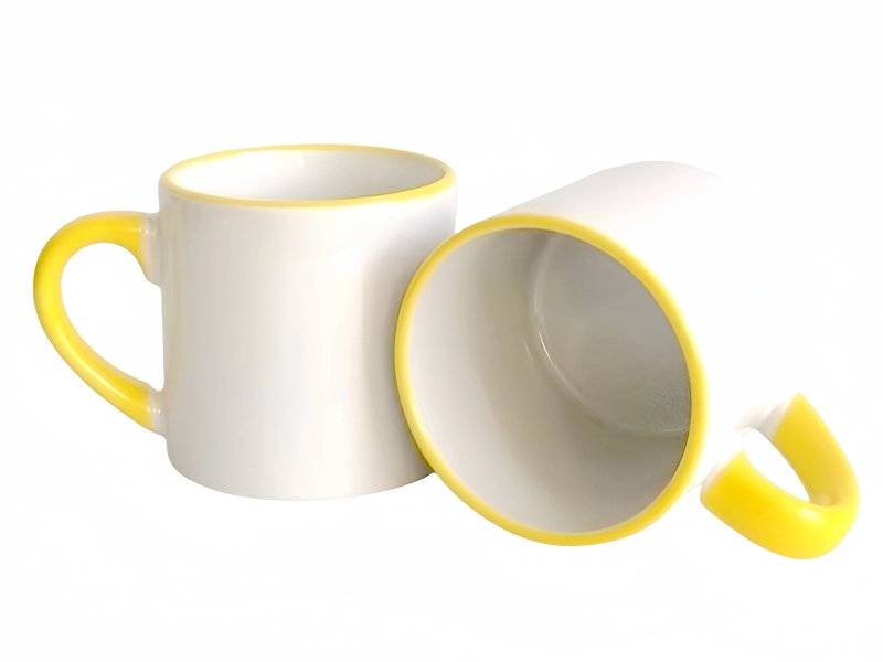 Sublimation 6oz rim handle color mug-yellow