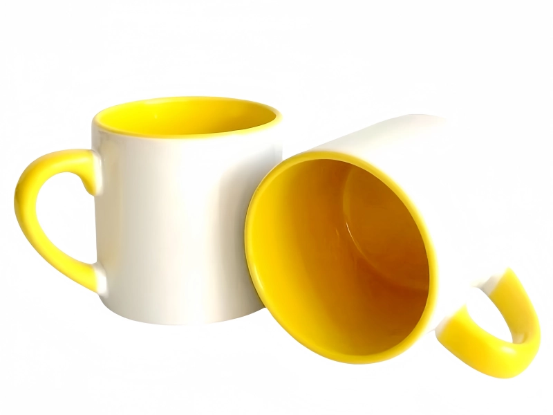 Sublimation 6oz inner handle color mug-yellow