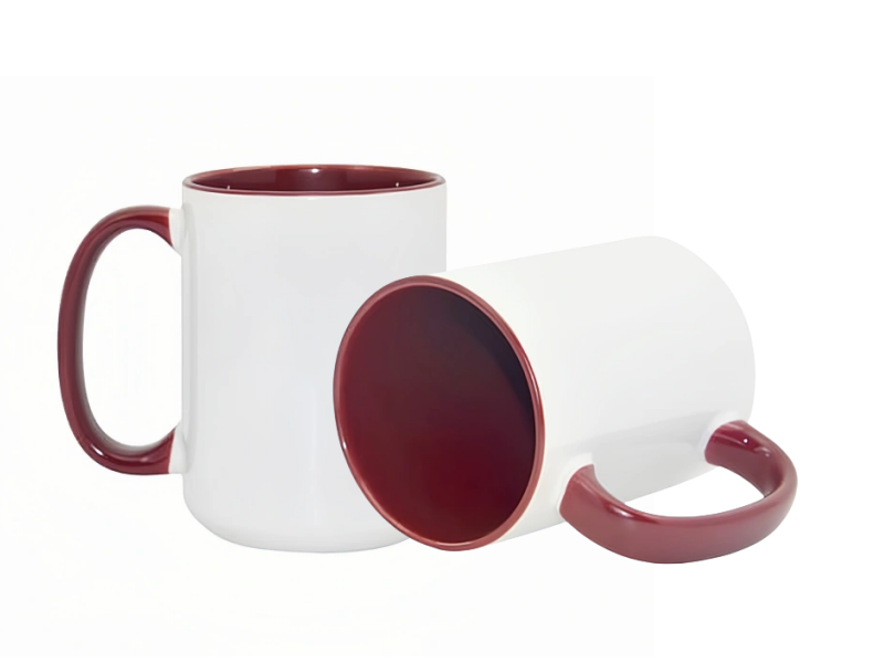 Sublimation 15oz inner handle color mug-Maroon