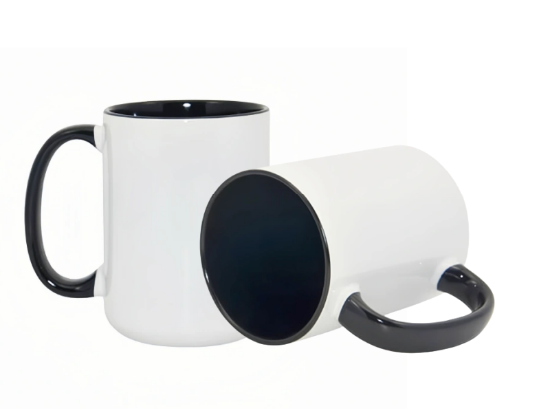 Sublimation 15oz inner handle color mug-black