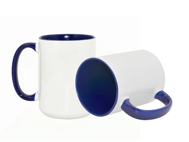 Sublimation 15oz inner handle color mug-dark blue