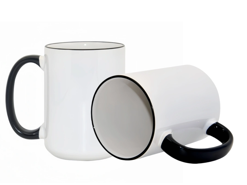 Sublimation 15oz rim handle mugs-Black