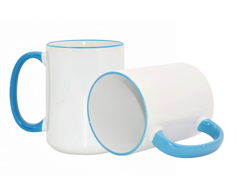 Sublimation 15oz rim handle mugs-Blue