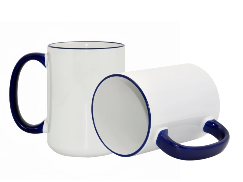 Sublimation 15oz rim handle mugs-Dark Blue