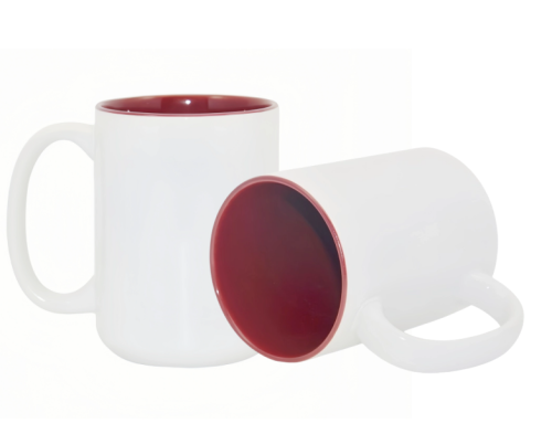 Sublimation 15oz two tone color mugs Maroon