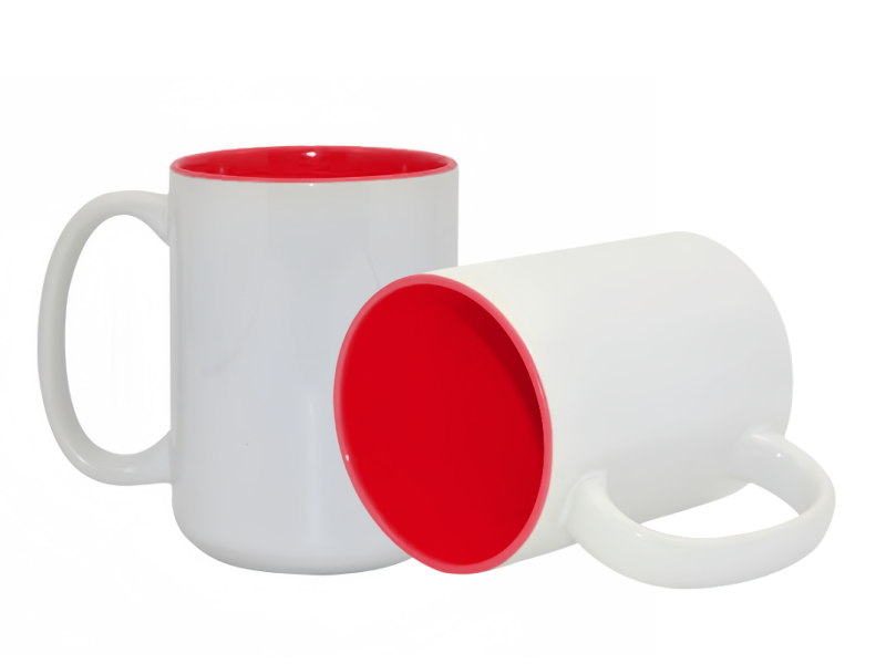 Sublimation 15oz two-tone color mugs-red