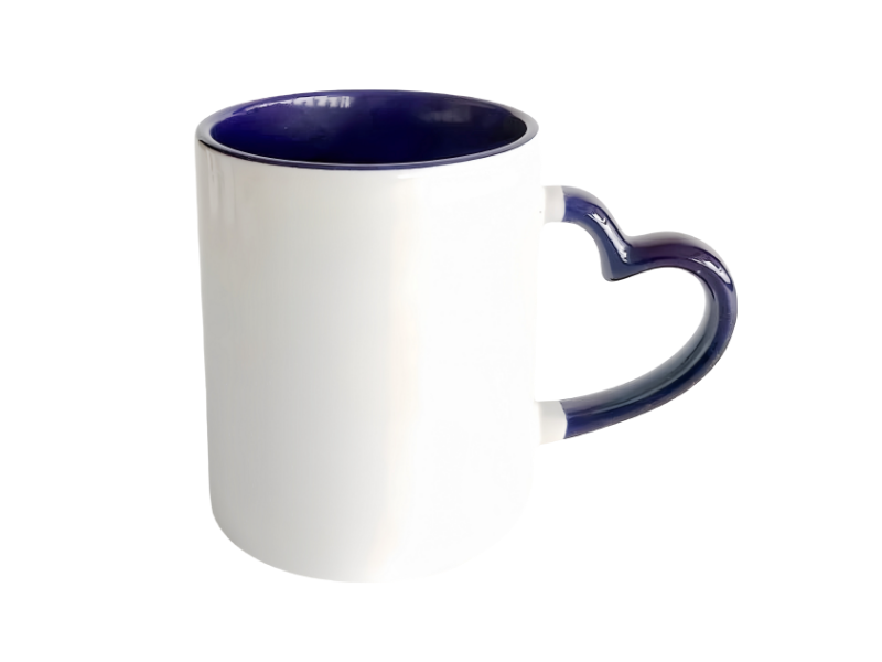 11oz heart handle inner dark blue sublimation mug