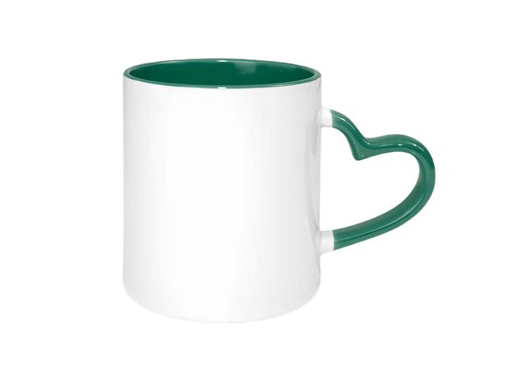 11oz heart handle inner dark green sublimation mug