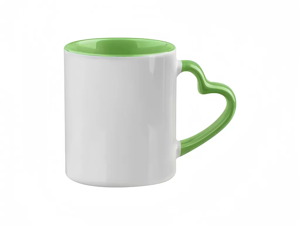 11oz heart handle inner green sublimation mug