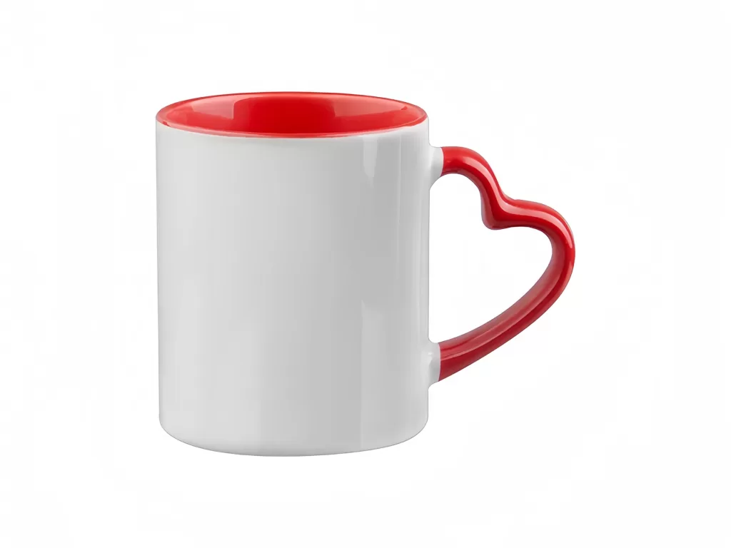 11oz heart handle inner red sublimation mug