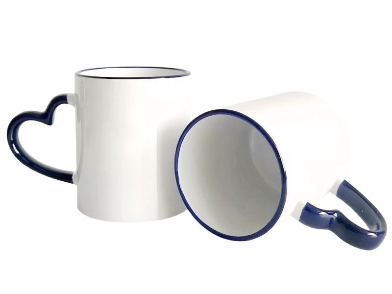 11oz heart handle rim dark blue sublimation mug