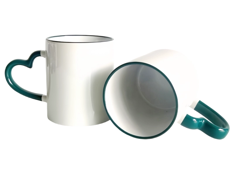 11oz heart handle rim dark green sublimation mug