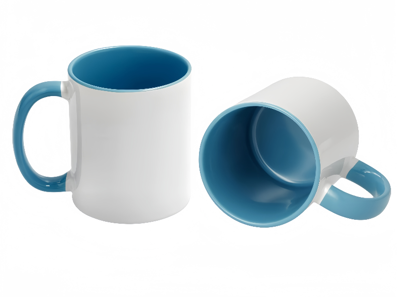 11oz sky blue inner handle sublimation mug