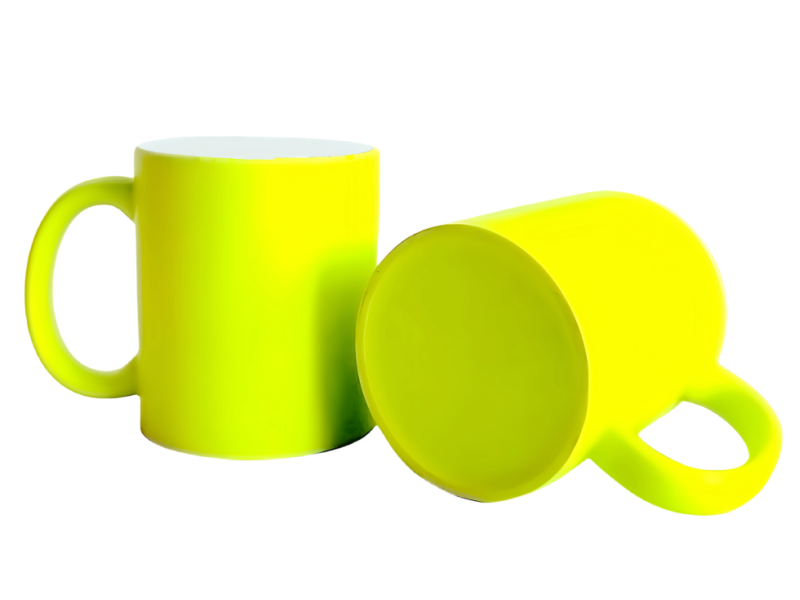 11oz yellow fluorescent neon sublimation ceramic mug