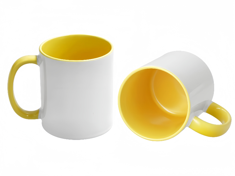 11oz yellow inner handle sublimation mug