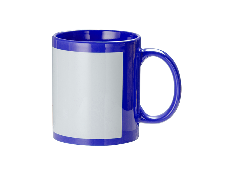 11oz full color white patch sublimation mug dark blue